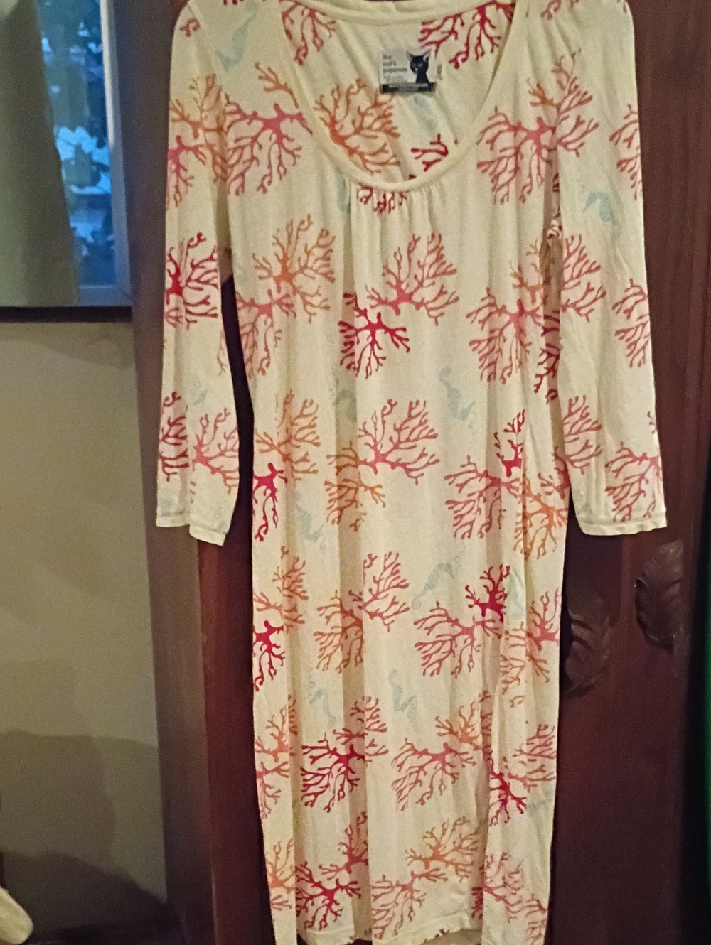 The Cat's Pajamas Coral Seahorse Nightgown Pajamas Dress XS